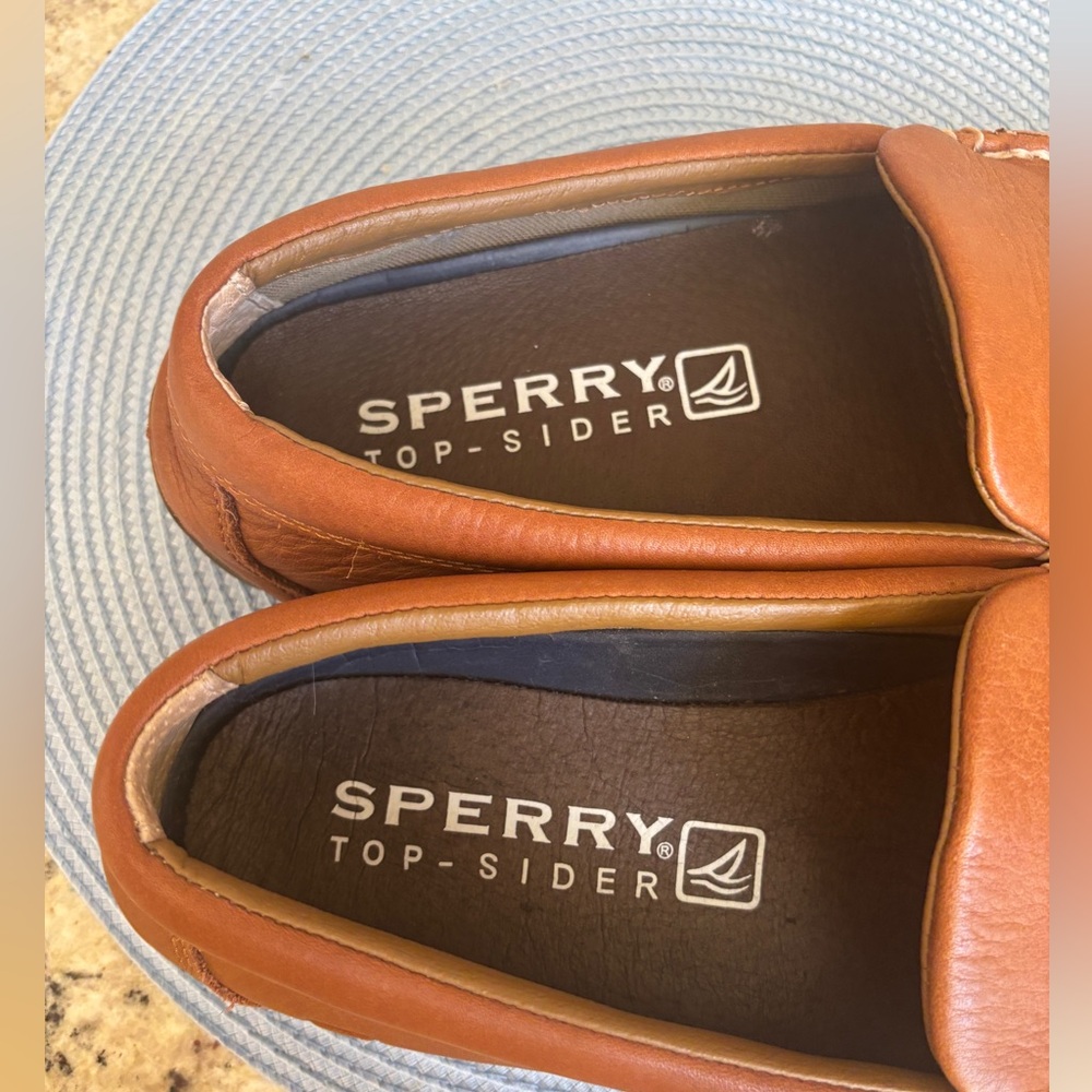 Sperry Men’s Top Sider. Leather Driving Slip On Loafers Caramel Light Brown 11 - Picture 6 of 10